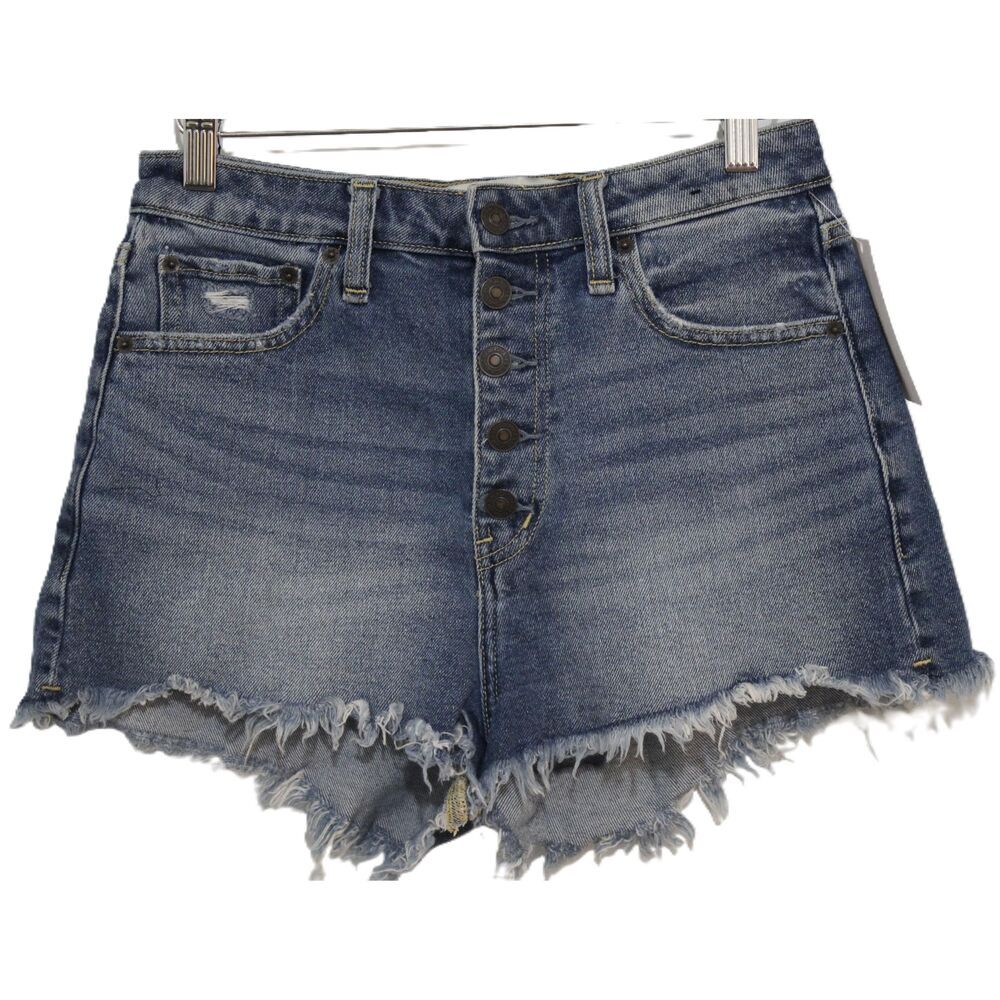 Womens Abercrombie & Fitch Curve Love High Rise Short Blue Jean Shorts Size 27 4